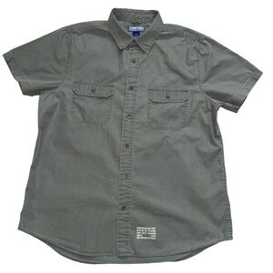 Structure cotton button up short sleeve